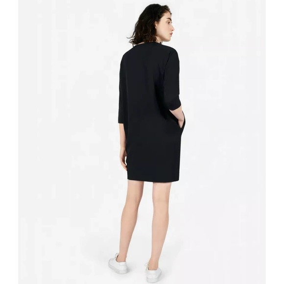 Everlane Japanese GoWeave Front-Zip 3/4 Sleeve Mini Dress in Black - Picture 5 of 13
